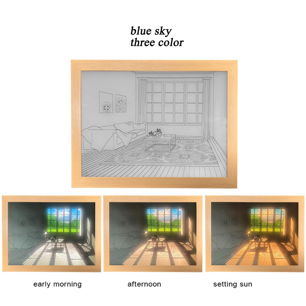 Tranh Đèn Led Tranh Led 3D Dercor Phát Sáng 3 Chế Độ Màu Trang Trí Phòng Khách Phòng Ngủ Bàn Làm Việc Tranh Vẽ Treo