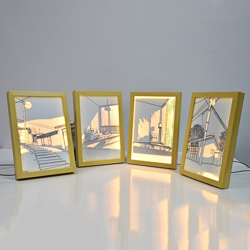 Tranh Đèn Led Tranh Led 3D Dercor Phát Sáng 3 Chế Độ Màu Trang Trí Phòng Khách Phòng Ngủ Bàn Làm Việc Tranh Vẽ Treo