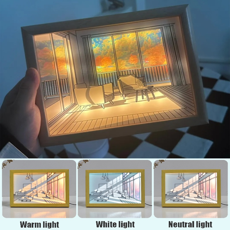 Tranh Đèn Led Tranh Led 3D Dercor Phát Sáng 3 Chế Độ Màu Trang Trí Phòng Khách Phòng Ngủ Bàn Làm Việc Tranh Vẽ Treo