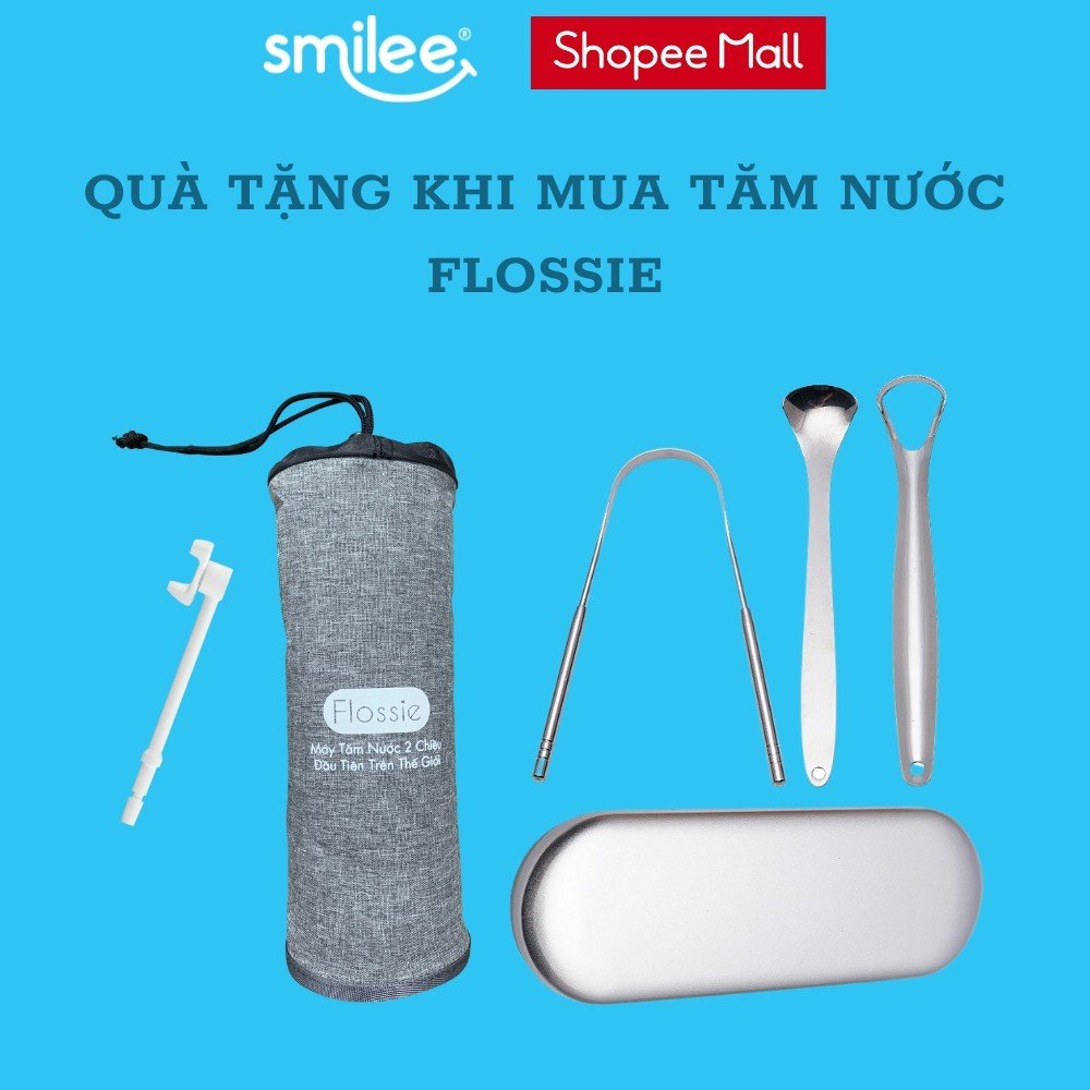 [HÀNG TẶNG KHÔNG BÁN] BỘ CẠO LƯỠI + TÚI VẢI-  QUÀ TẶNG CỦA TĂM NƯỚC FLOSSIE + BRUSHIE