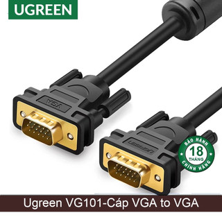 Cáp VGA To VGA UGREEN VG101 Male To Male - 2 Đầu Đực Full-HD 1080P - Chính Hãng - Bảo Hành 12Tháng