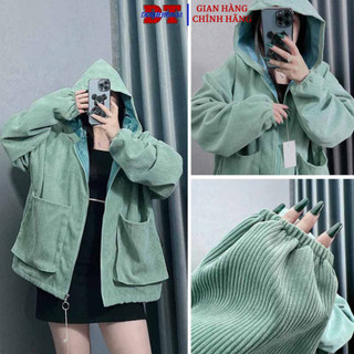 ⚡️ HÓT NHẤT NĂM ⚡️ Áo khoác nhung tăm túi hộp 2 lớp form rộng kiểu oversize có túi trong tiện lợi