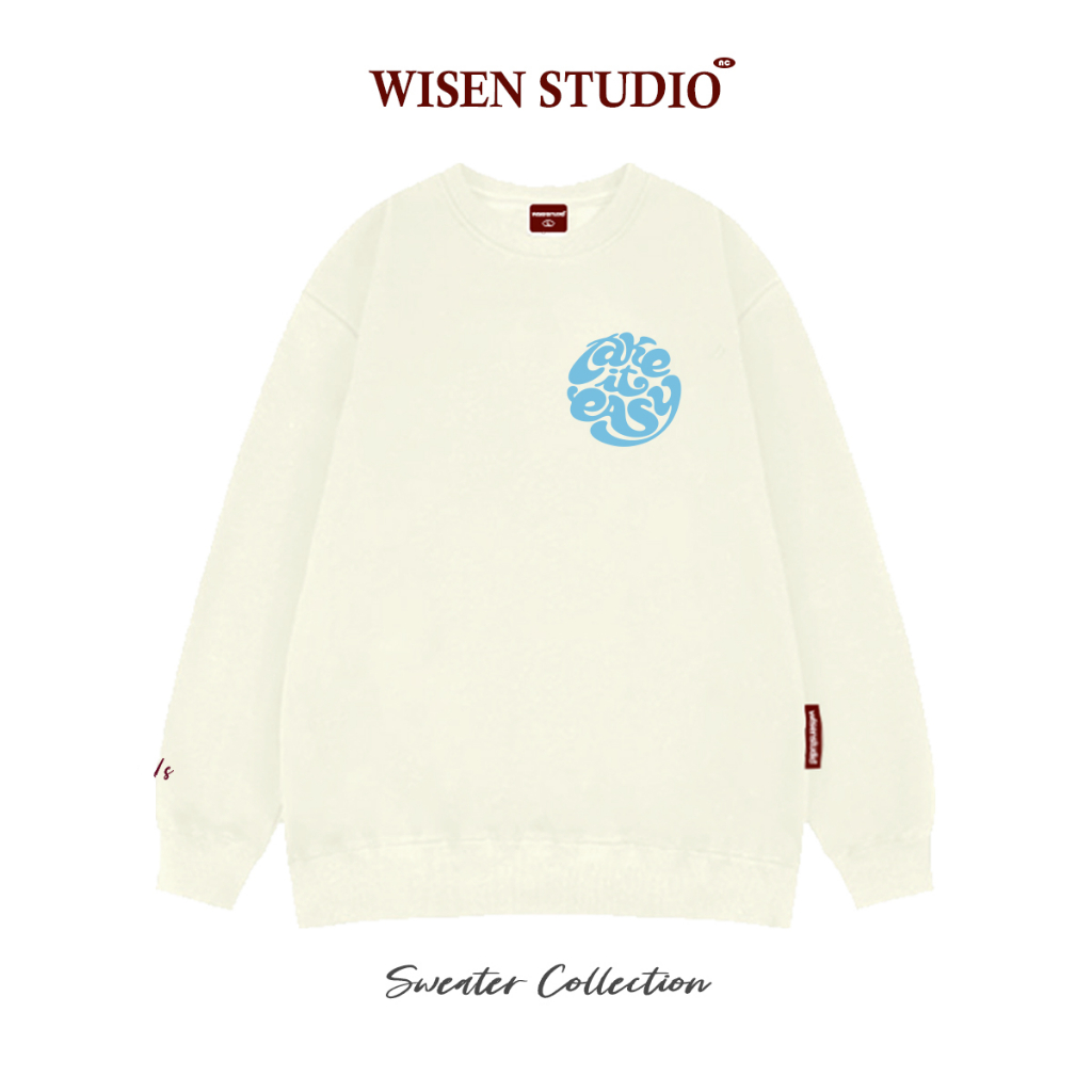 Áo sweater WISEN nỉ bông dày form rộng oversize unisex mẫu TAKE IT EASY