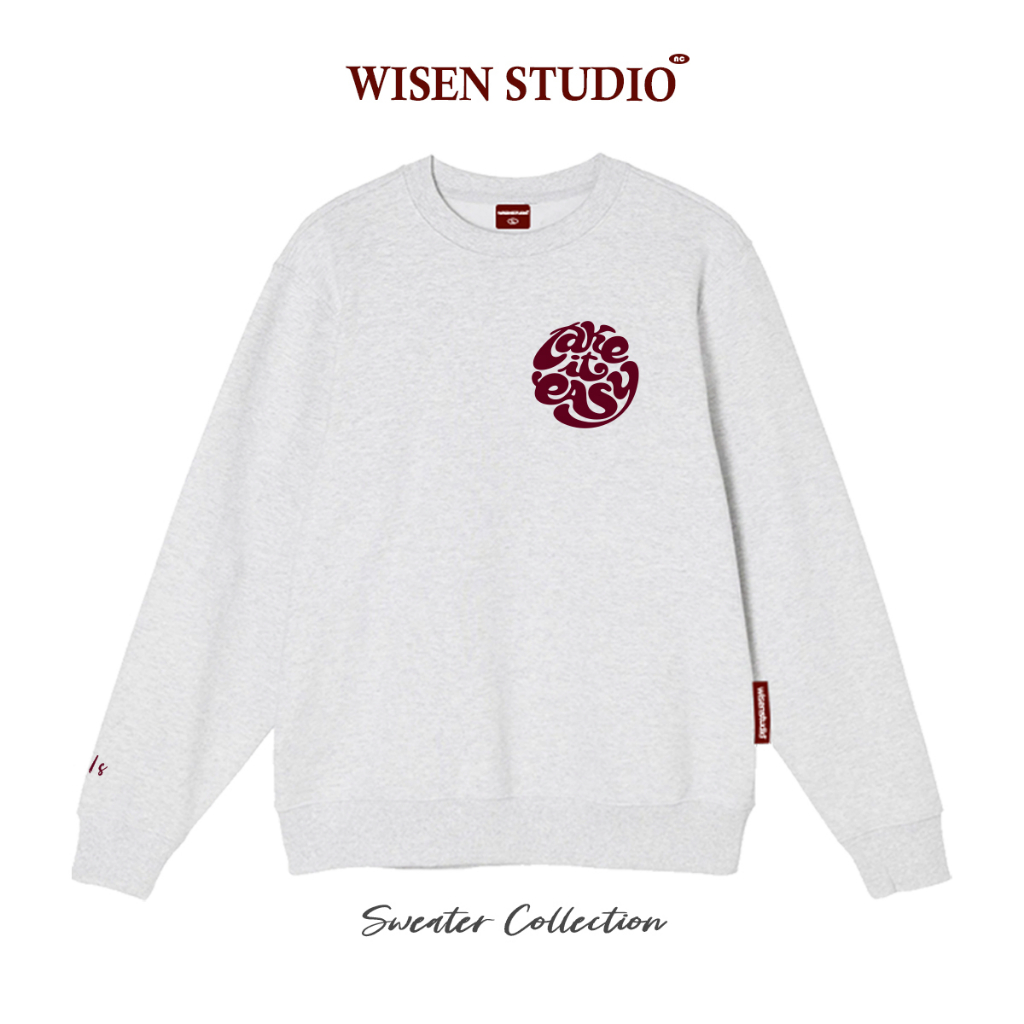 Áo sweater WISEN nỉ bông dày form rộng oversize unisex mẫu TAKE IT EASY