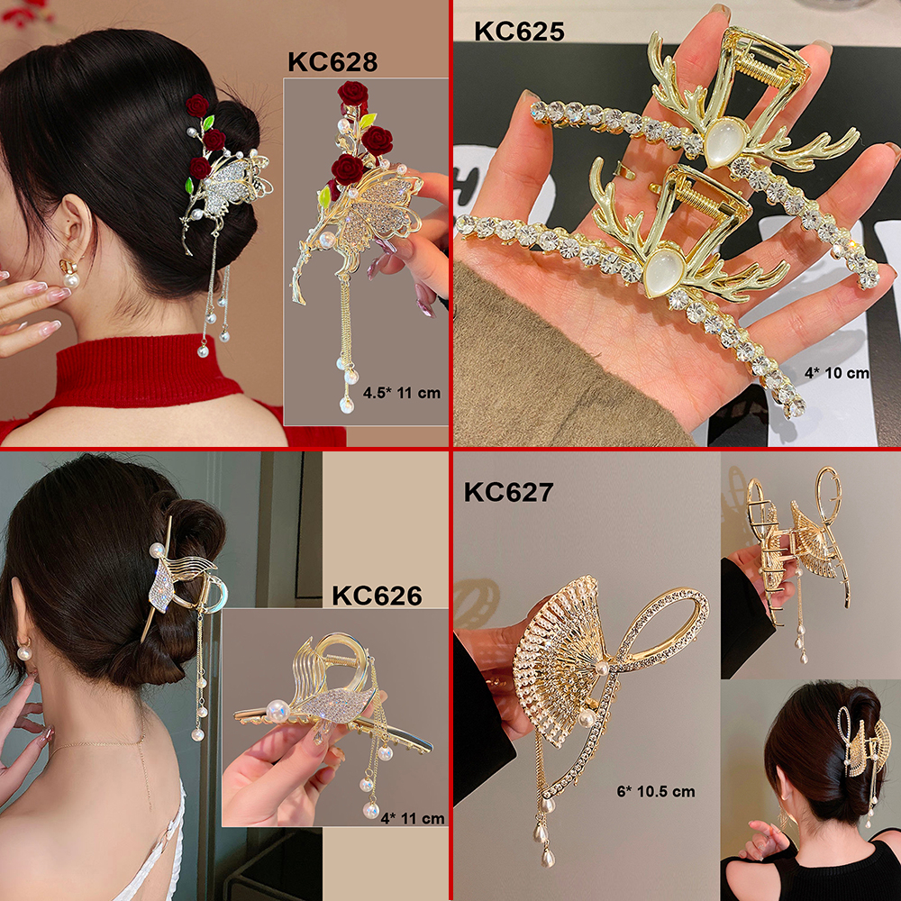 GOTI - Phụ Kiện Tóc – Kẹp Tóc Kim Loại Hàn Quốc Cỡ Lớn Hottrend Kẹp Càng Cua Cute Hình Bó Hoa Nơ Xinh Xắn Cho Nữ KC612