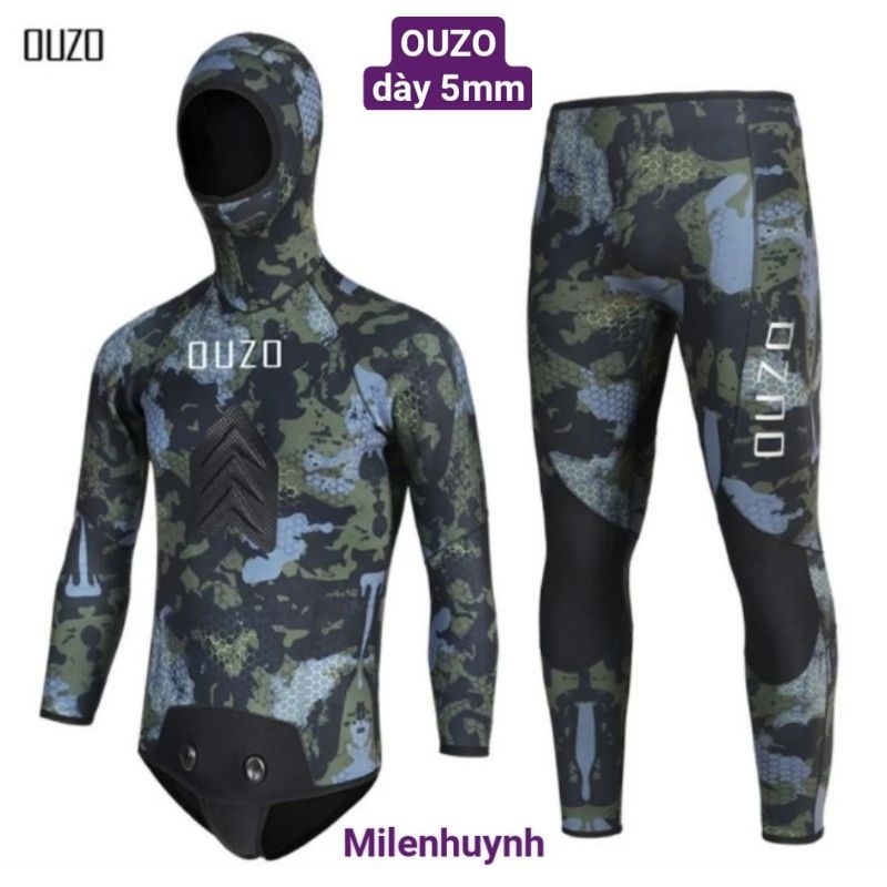 Bộ lặn biển chuyên nghiệp cao su non, dày 5mm BCM5014 hiệu OUZO chống bám nước cho nam, đồ lặn cho nam cao cấp