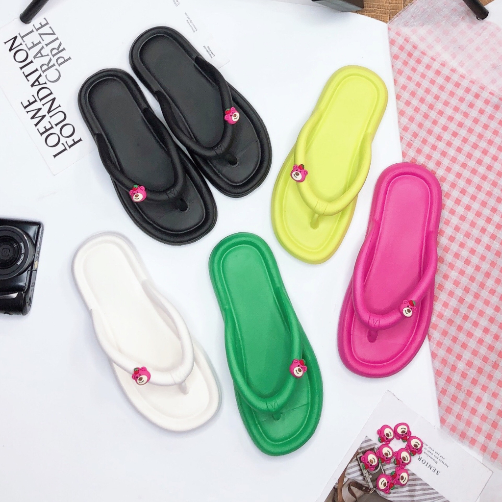 JY223-A16 CHARM MẶT BH NHỎ Dép EVA quai kẹp xỏ ngón đế dày mùa hè nữ siêu nhẹ cho nữ đi biển thời trang bánh bèo