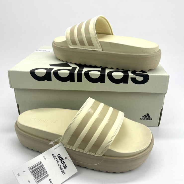 Dép quai ngang Adidas Plus 3D nữ  Dép adidas Platform bánh mì nữ đế cao 5cm cao su mềm siêu êm phối đồ xinh