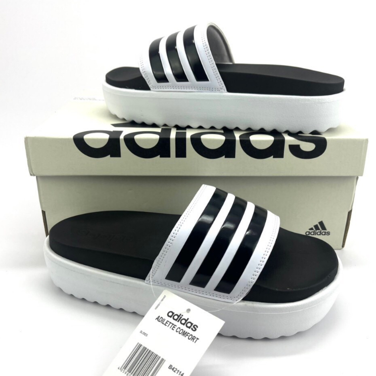 Dép quai ngang Adidas Plus 3D nữ  Dép adidas Platform bánh mì nữ đế cao 5cm cao su mềm siêu êm phối đồ xinh