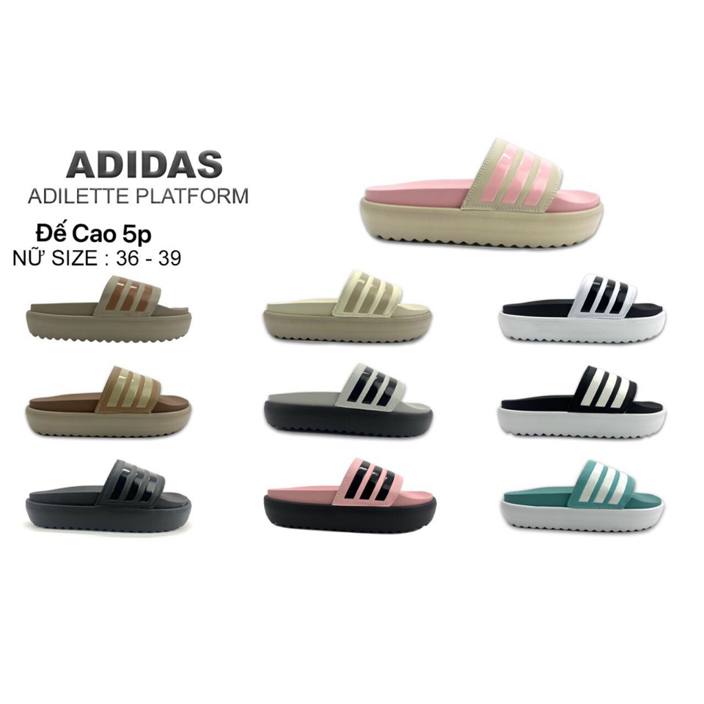 Dép quai ngang Adidas Plus 3D nữ  Dép adidas Platform bánh mì nữ đế cao 5cm cao su mềm siêu êm phối đồ xinh