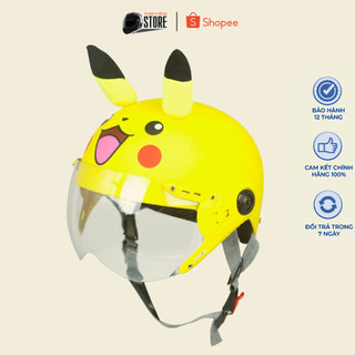 Mũ Bảo Hiểm Nửa Đầu Trẻ Em VARO - Có Tai Và Kính - Pikachu - Cao Cấp
