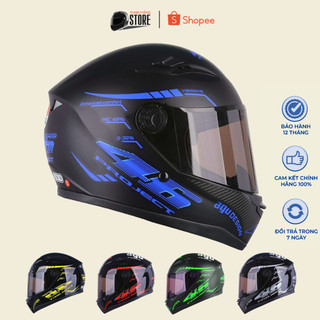 Mũ bảo hiểm fullface agu họa tiết tem 46 phản quang - mũ fullface phượt bh 12 tháng