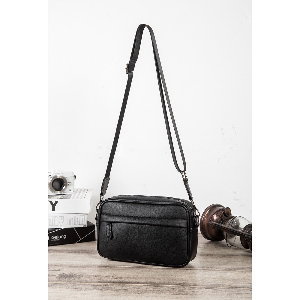 Túi đeo chéo da ipad kiểu ngang caro xanh M14 Shalla