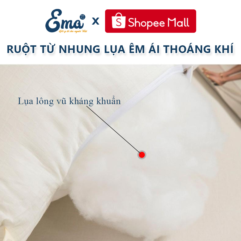 Gối lông vũ nhân tạo EMA Deep Sleep cao cấp - Mềm mại siêu êm cho giấc ngủ ngon thoải mái - Đa dạng kích thước