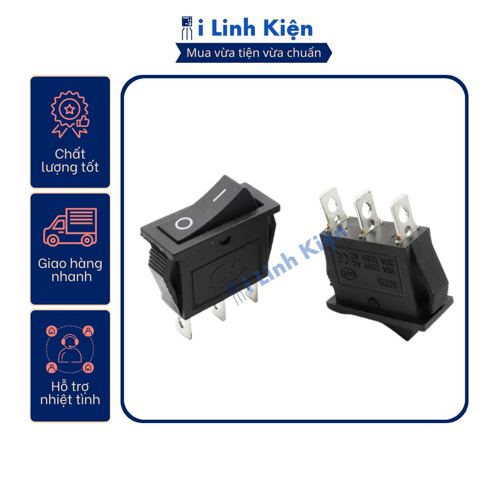 Công tắc bập bênh KCD3 16A 250V 3 chế độ 3 chân màu đen