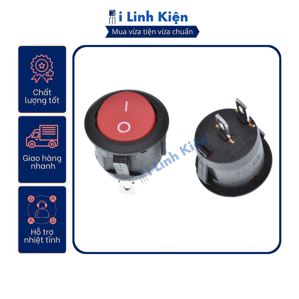 Công tắc bập bênh tròn KCD1-105 6A 250V 2P không đèn chất lượng cao.