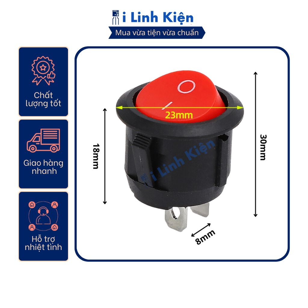 Công tắc bập bênh tròn KCD1-105 6A 250V 2P không đèn chất lượng cao.