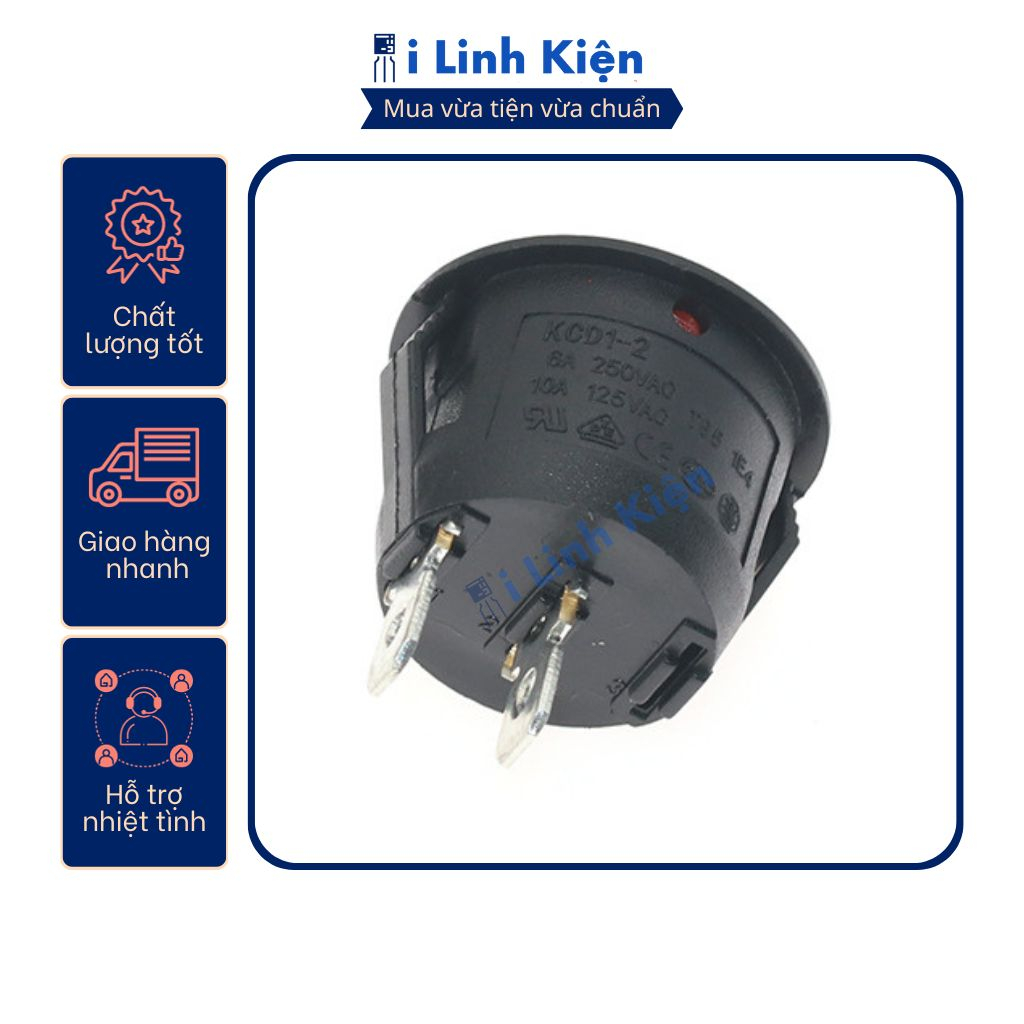Công tắc bập bênh tròn KCD1-105 6A 250V 2P không đèn chất lượng cao.