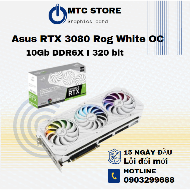 Card Màn Hình Asus RTX 3080 Rog White 10GB OC cũ