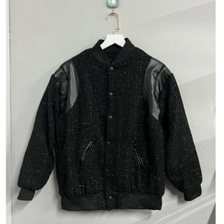 Áo Khoác Teddy_Sơn Tùng Dạ Kim Tuyến Áo Bomber Dạ Phối Da Kim Tuyến Nam Nữ Cực Chất, Thời Trang Cao Cấp Hottrend 2023