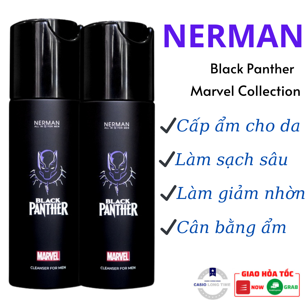 Sữa Rửa Mặt Nam Nerman Black Panther, Kiểm Soát Chất Lượng Bởi Marvel, Công Nghệ Nano Thấm Sâu, Hương Nước Hoa Pháp