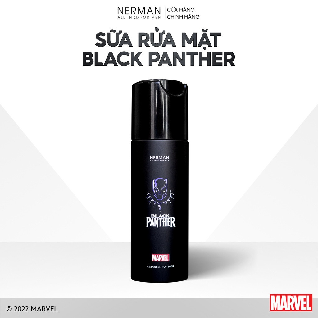 Sữa Rửa Mặt Nam Nerman Black Panther, Kiểm Soát Chất Lượng Bởi Marvel, Công Nghệ Nano Thấm Sâu, Hương Nước Hoa Pháp