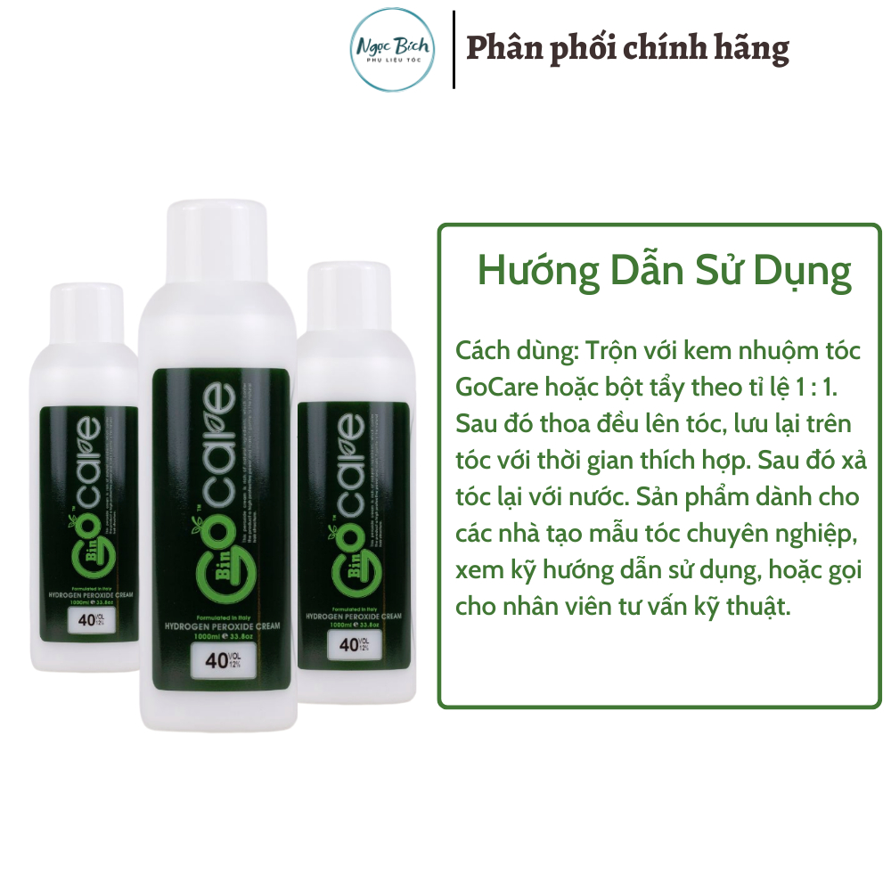 Oxy kem trợ nhuộm Cao Cấp GO Care  Chóng xót da đầu , siêu thơm , 1000ml