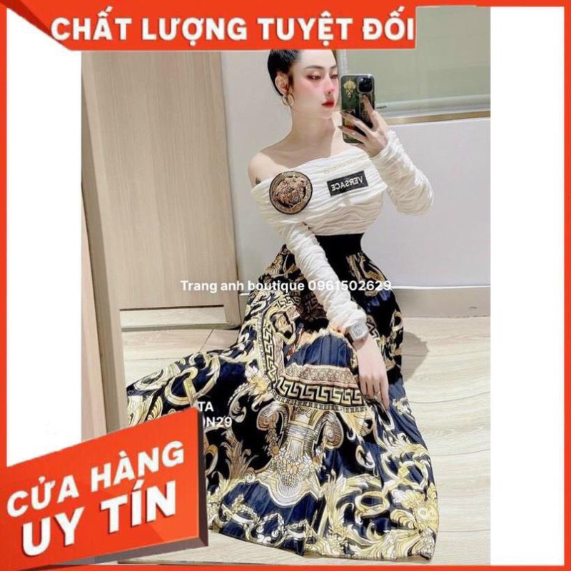 SET LEN VƠ SẠC TRỄ VAI KÈM CHÂN VÁY HOẠ TIẾT
