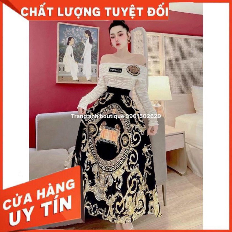 SET LEN VƠ SẠC TRỄ VAI KÈM CHÂN VÁY HOẠ TIẾT