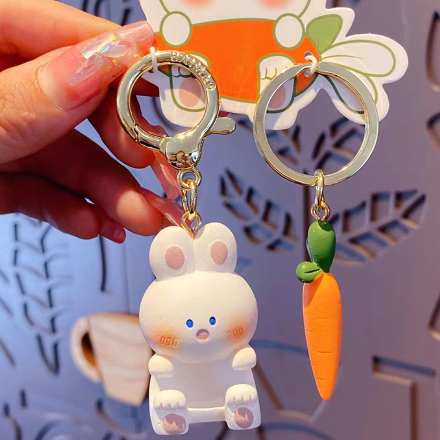 Móc khóa phi hành gia móc khóa xe máy ô tô kèm dây cao su móc cài balo túi sách hoạt hình dễ thương hot trend