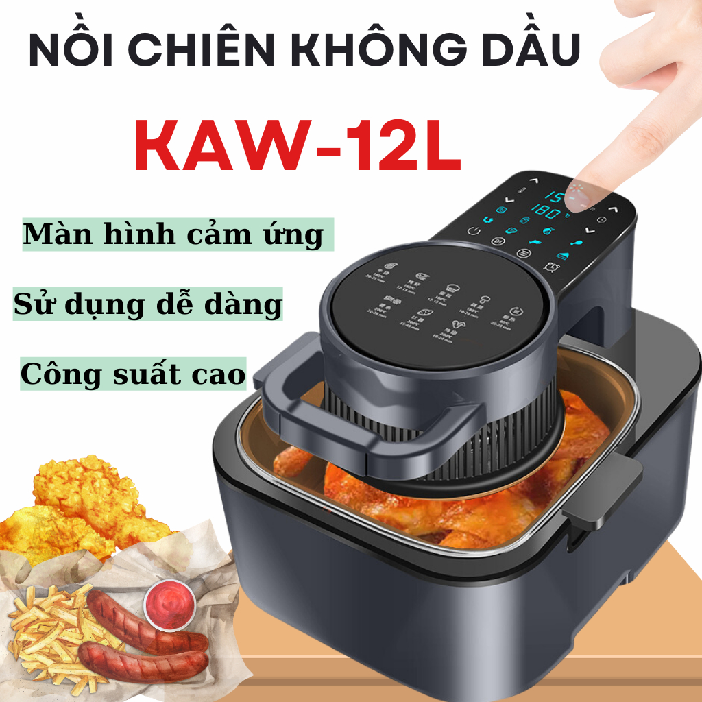 Nồi chiên không dầu 12L BOSINGWA - KAW điều chỉnh cảm ứng , công suất lớn, tiết kiệm điện năng - bảo hành