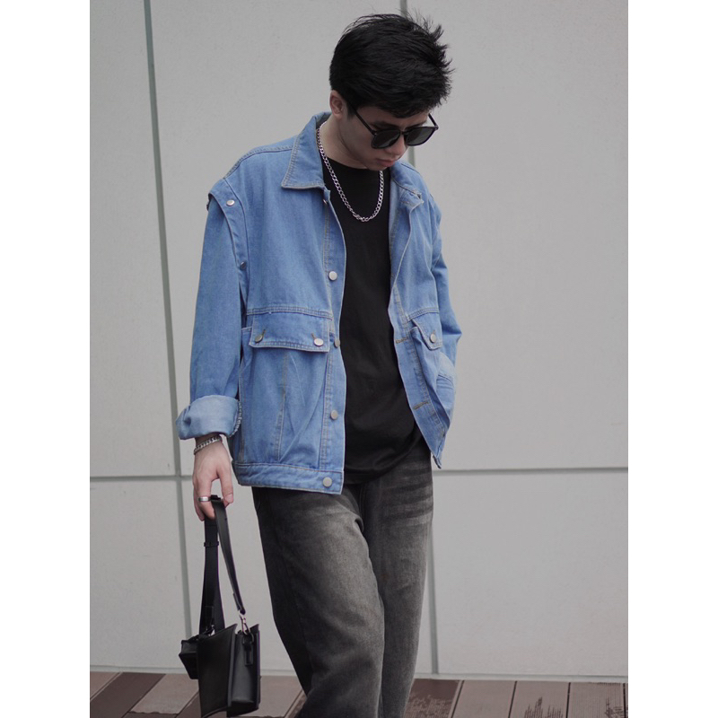 - Áo Denim Jacket 2in1  Form Unisex Nam, Nữ.