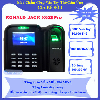 Tặng dây mạng khi mua máy chấm công vân tay & thẻ ronald jack x628 pro