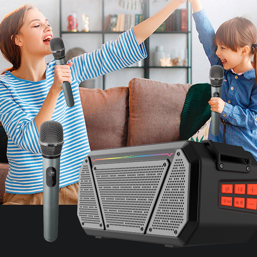 Loa bluetooth karaoke Kimiso K300 kèm 1 micro không dây xách tay công xuất 20W, âm thanh trầm ấm, bass căng TECHMALL | BigBuy360 - bigbuy360.vn