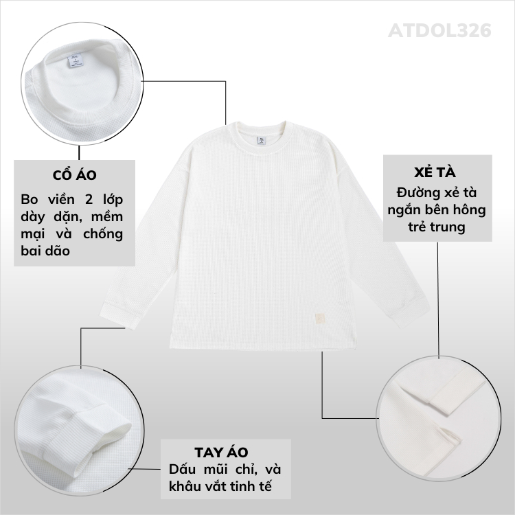 Áo thun nam tay dài cổ tròn thương hiệu áo phông thu đông nam nữ form rộng unisex - ATDOL326