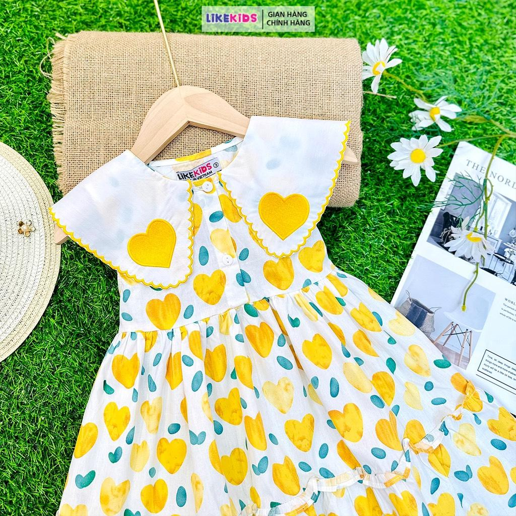 Đầm công chúa, váy bé gái hoạ tiết cánh bâu tim V27 - Likekids