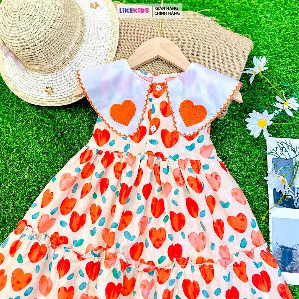 Đầm công chúa, váy bé gái hoạ tiết cánh bâu tim V27 - Likekids