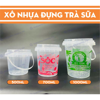  SET 50 cái xô nhựa đựng trà sữa xô nhựa đựng trà trái cây Hot Trend có sẵn 3 size 500ml 700ml và 1000ml loại siêu dày 