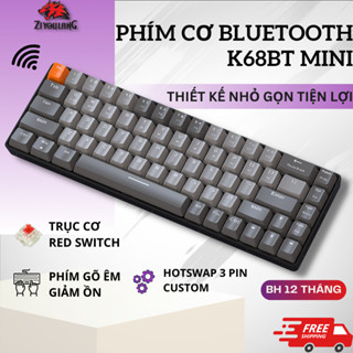 Bàn Phím Cơ Không Dây Bluetooth ZiyouLang K68BT Trục Cơ Red Switch, Gõ Êm Giảm Ồn, Hotswap Cao Cấp Kết Nối Laptop/Pc/ĐT