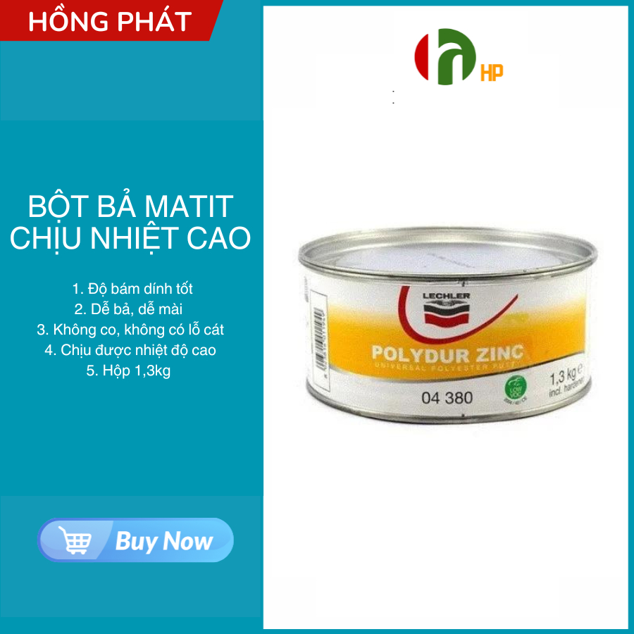 Bột bả matit chịu nhiệt Lechler dùng cho kim loại ô tô Universal Polyester Putty 1,3kg nhập khẩu Ita