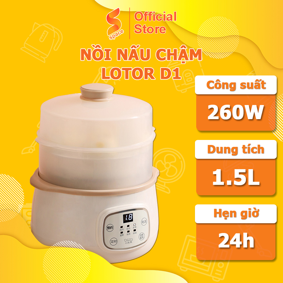 Nồi Nấu Chậm Lotor D1 Nấu Cách Thủy Giữ Dưỡng Chất Thực Phẩm Màn Hình Led Cảm Hàng Chính Hãng Bảo Hành 12 Tháng