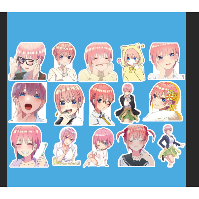 - Set 10/15 Sticker Ichika/Nakano Ichika -  Anime Go-Tobun no Hanayome hình dán chibi anime cute