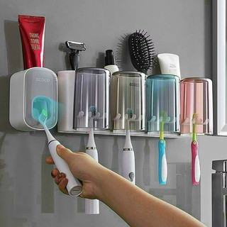 Giá treo bàn chải kèm 2 cốc, 3 cốc, 4 cốc ECOCO, nhựa PP an toàn, kệ để đồ nhà tắm cao cấp, sang trọng, lịch lãm