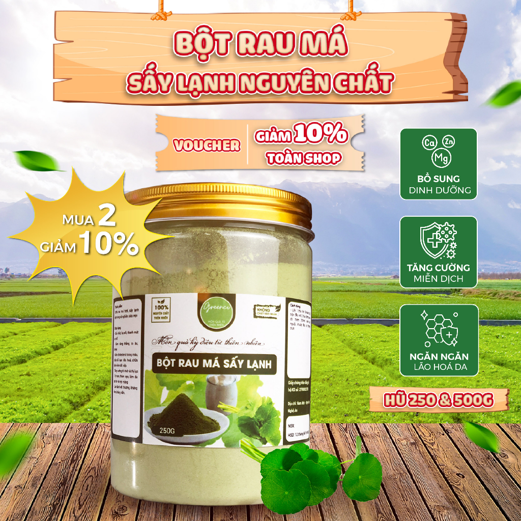 Bột Rau Má Nguyên Chất Sấy Lạnh GREENCI, Hỗ Trợ Giảm Cân Tăng Cường Miễn Dịch Chống Lão Hóa Da