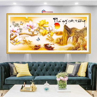 Tranh đính đá VS347 Y8237 DF121 (1m x 50cm), tranh thêu chữ thập phú quý cát tường 222950 223208