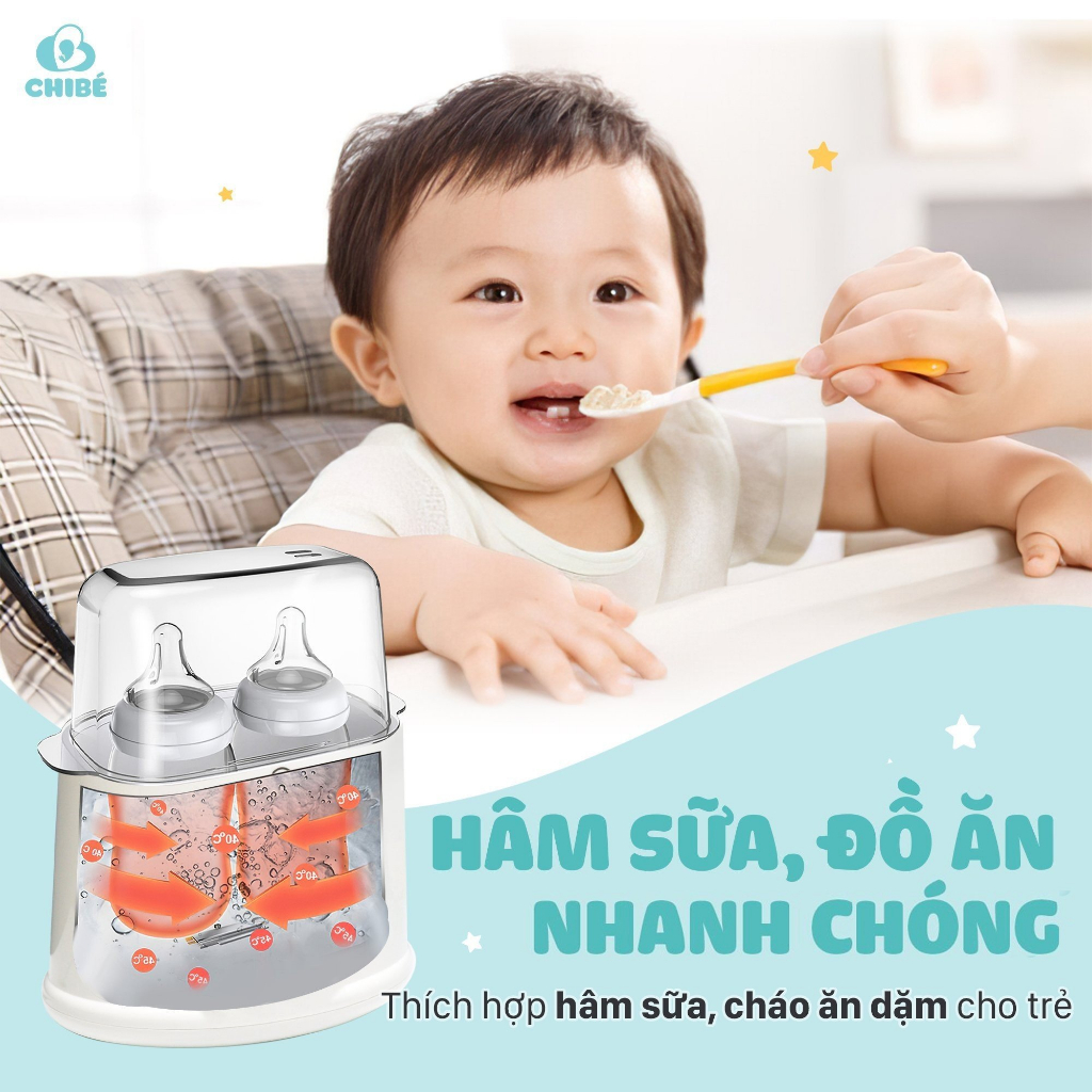 Máy hâm sữa đôi CHIBE , tích hợp chế độ tiệt trùng (Bảo hành 18 tháng)