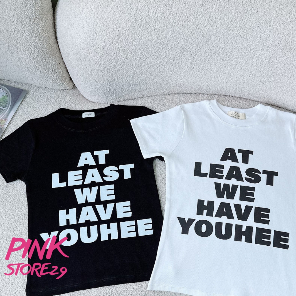 Áo thun Baby Tee PINKSTORE29 phong cách đơn giản, in chữ AT LEAST A5639