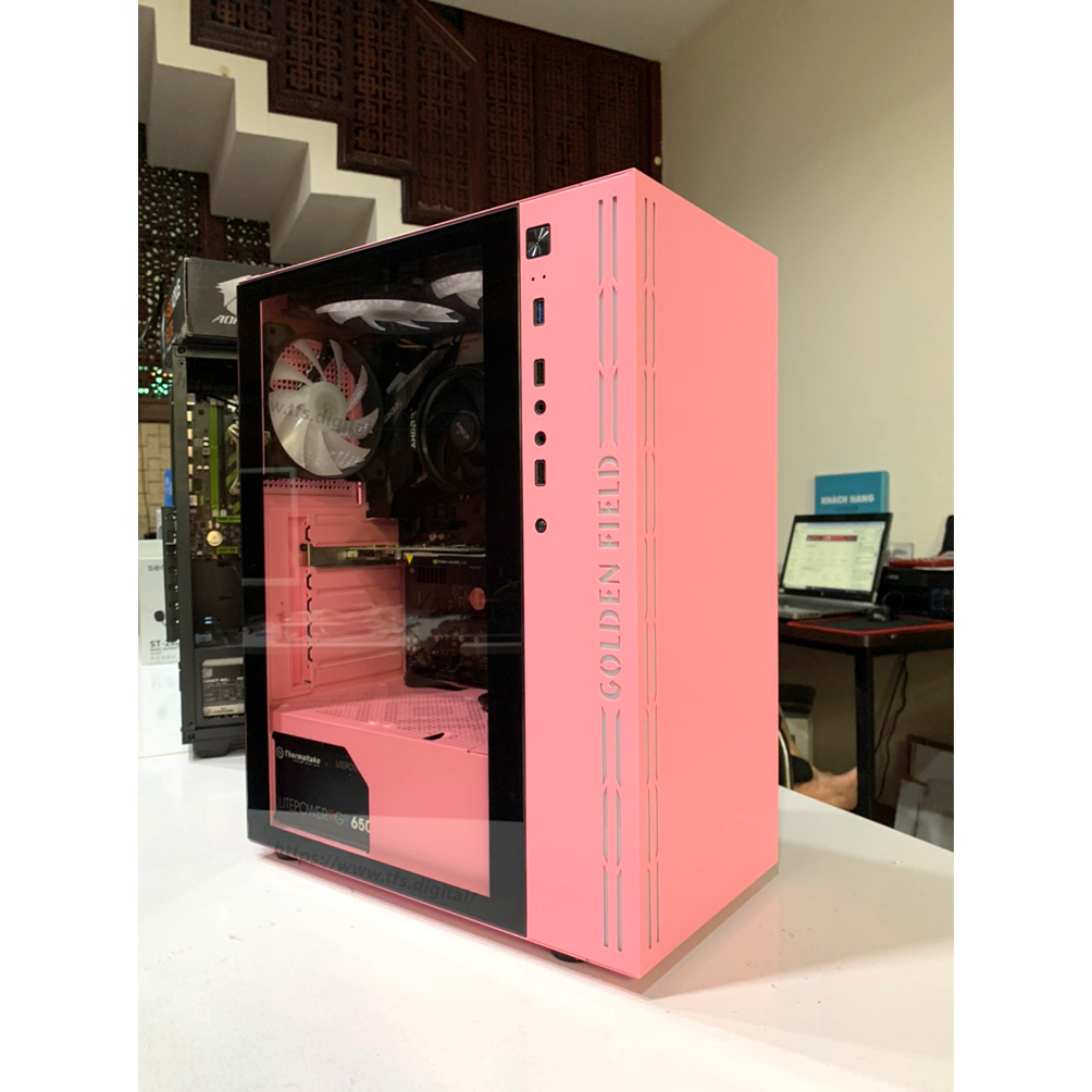 Vỏ case Máy Tính Pink Color LED RGB ( Hồng cánh sen)