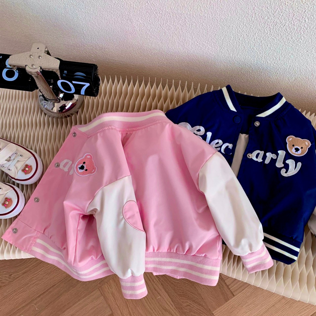 Áo Khoác Bomber Bóng Chày Phong Cách Hàn Quốc Cho Bé Trai Bé Gái Trẻ Em Mặc Thu Đông CAFE_BABY087