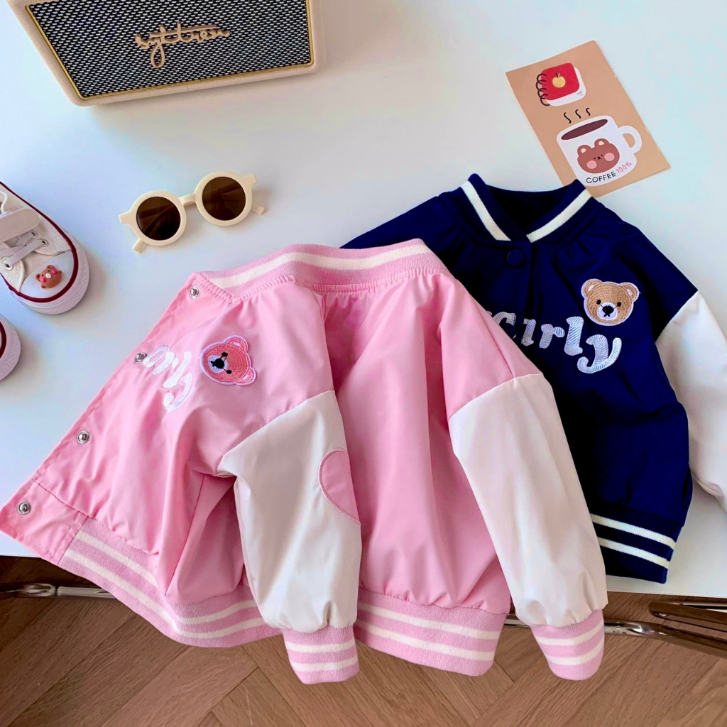 Áo Khoác Bomber Trẻ Em Phong Cách Hàn Quốc Cho Bé Trai Bé Gái Mặc Thu Đông CAFE_BABY092